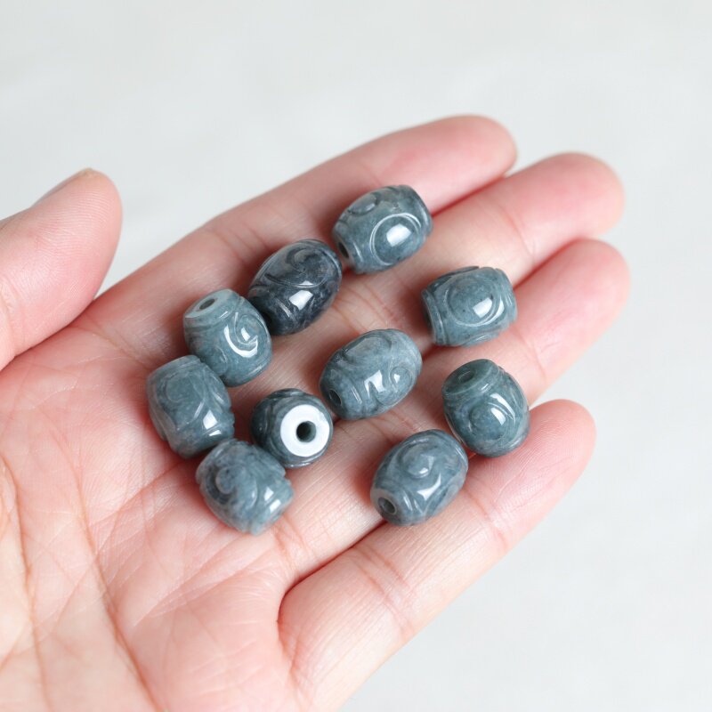 Men Accessories Earrings - 5PC Natuurlijke Blauwe Water Jade Rimpel
