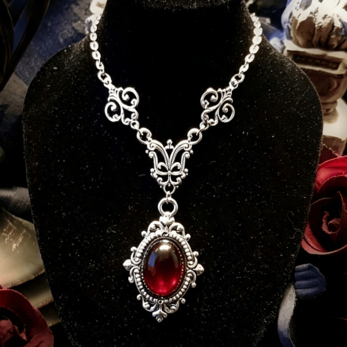 Men'S Victorian Accessories - Vampier Cameo ketting, bloed cameo, gotische