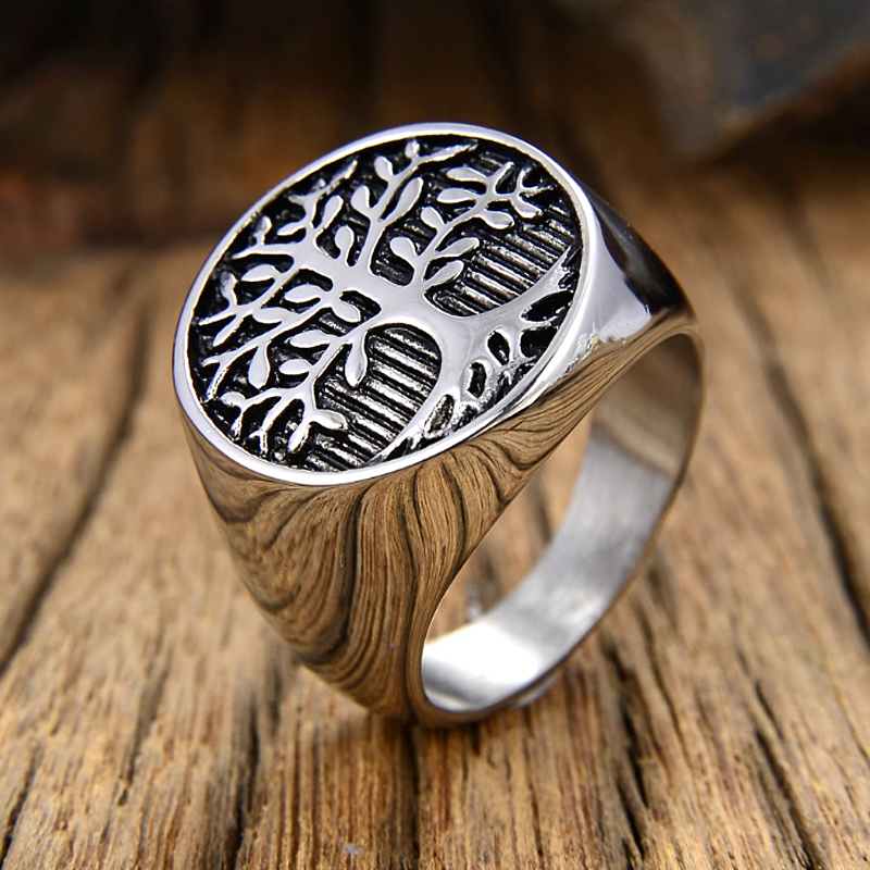 Signet Ring Men - Klassieke Boom Van Lift Signet Ring