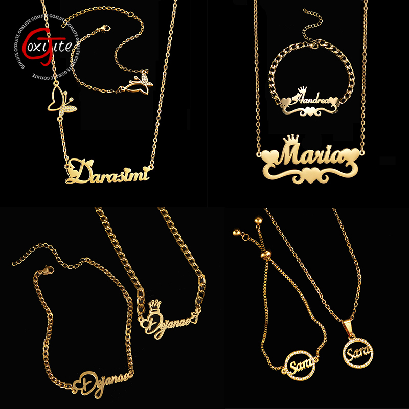 Men Accessories Style - Goxijite Aanpassen Naam Ketting Een Set