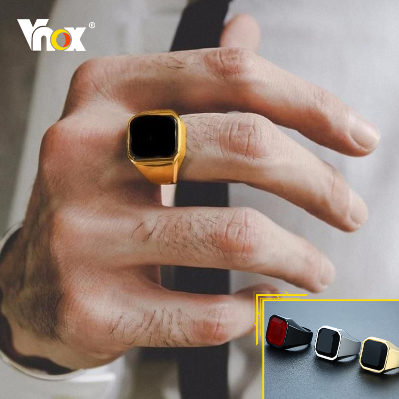 Signet Ring Men - Vnox stijlvolle zegelringen voor mannen, mannelijke