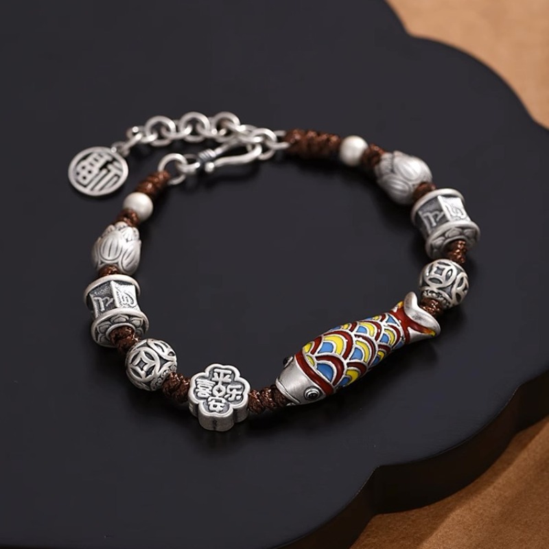 Men Accessories Ethnic - Hx Zilver Emaille Koi Armband Heren