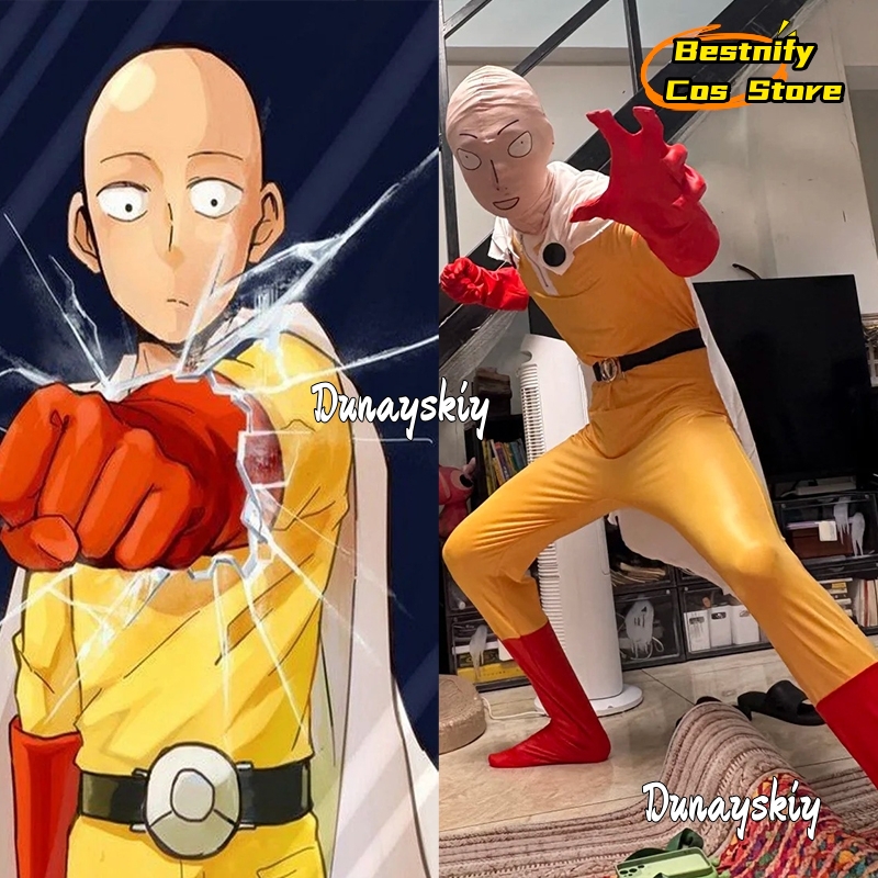Men Accessories Korea - Saitama MAN Cosplay Jumpsuit Kostuum {Bestnify
