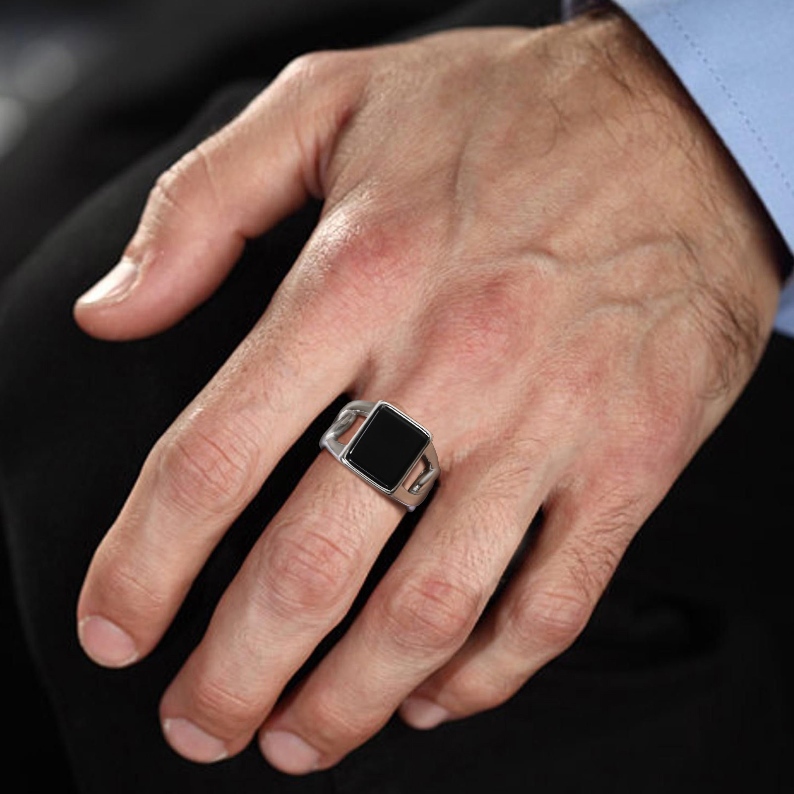 Heren Vierkante Zwarte Stenen  - Signet Ring Men recensie en prijs