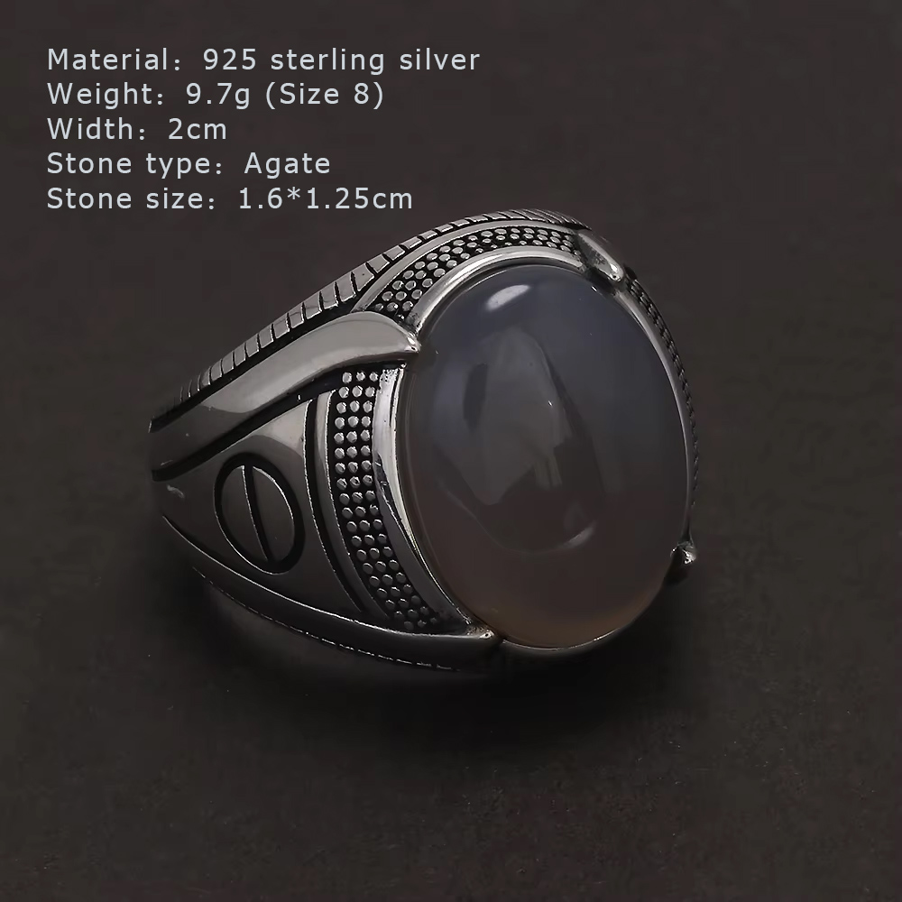 S925 Sterling Zilver Agaat Zeg - Signet Ring Men recensie en prijs