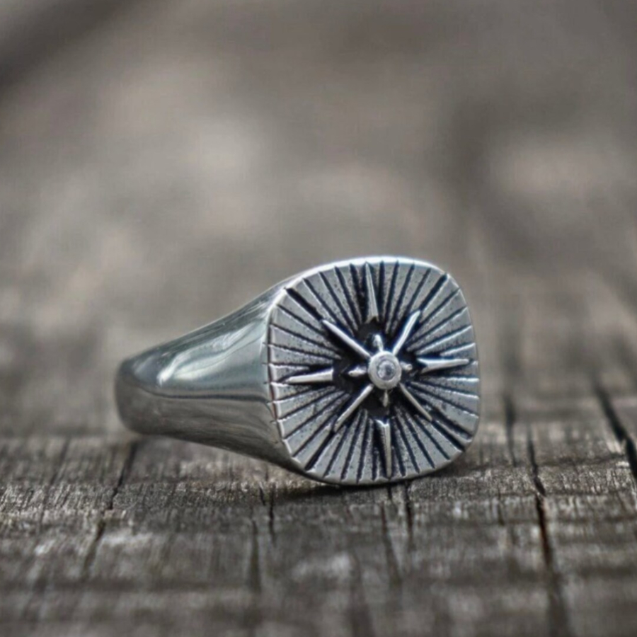 Nautische Biker Cz North Star  - Signet Ring Men recensie en prijs