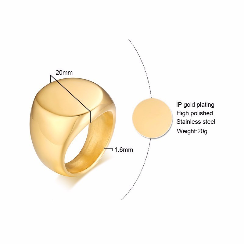 Heren Rvs Ronde Signet Ring Vo - Signet Ring Men recensie en prijs