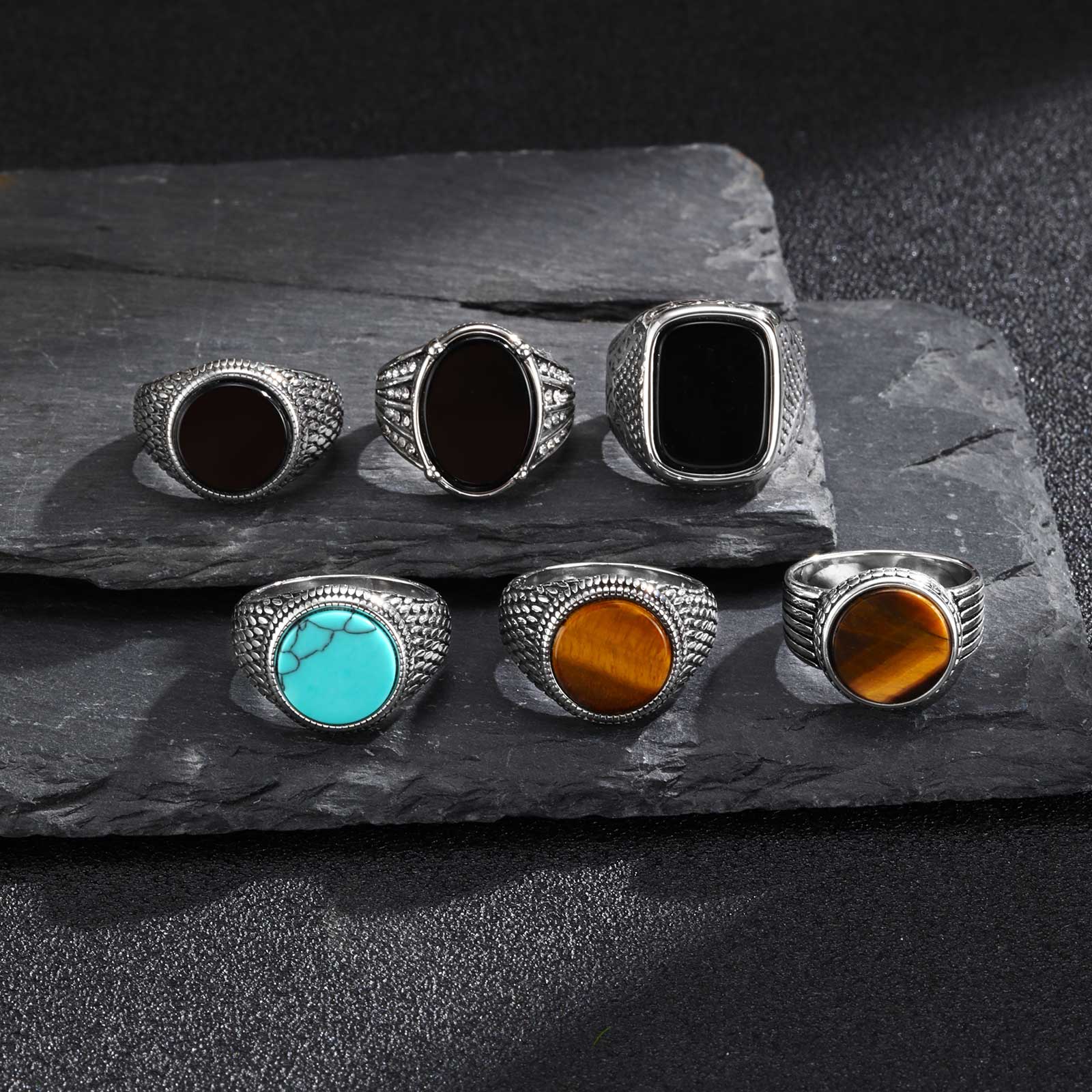 Geometrische turquoise tijgero - Signet Ring Men recensie en prijs