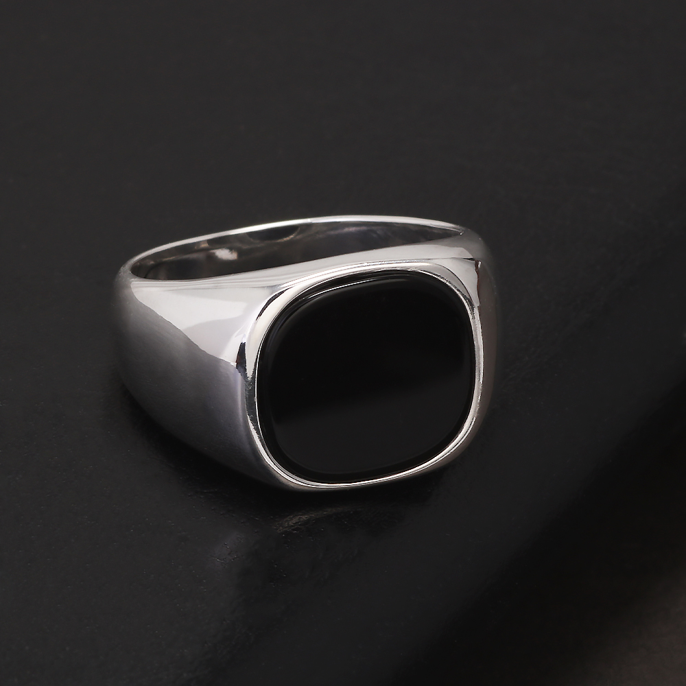 S925 Sterling Zilver Zwarte On - Signet Ring Men recensie en prijs